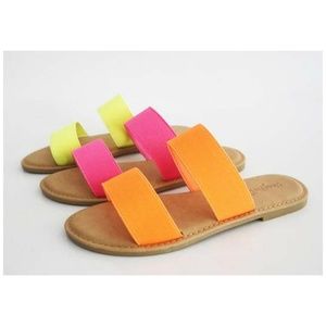 Neon Orange Flat Sandals